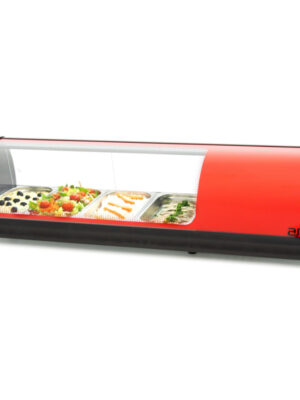Vitrina refrigerada de tapas ARILEX PLACA LISA capacidad 4-GN1/3 color rojo 4VTL-RO