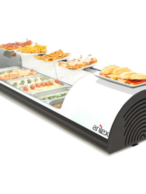 Vitrina refrigerada de tapas ARILEX PLACA LISA capacidad 6-GN1/3 color blanco 6VTL-BL