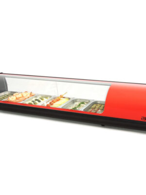 Vitrina refrigerada de tapas ARILEX PLACA LISA capacidad 6-GN1/3 color rojo 6VTL-RO