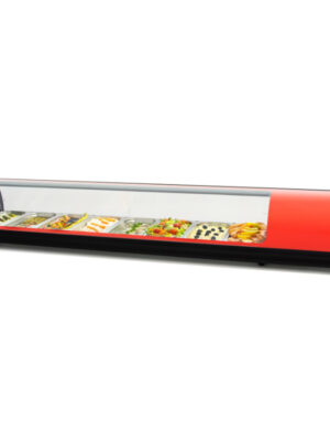 Vitrina refrigerada de tapas ARILEX PLACA LISA capacidad 8-GN1/3 color rojo 8VTL-RO