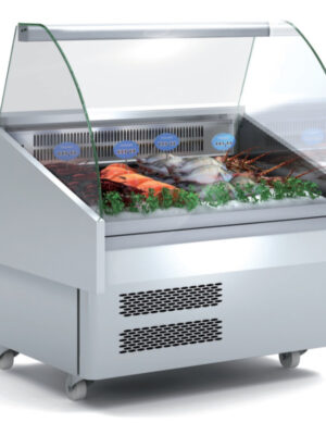 Vitrina Expositora Refrigerada Pescado / Marisco evaporador estático + placa fría dim.1505x915x1185h mm Línea Córdoba EEC-150-CC-EF