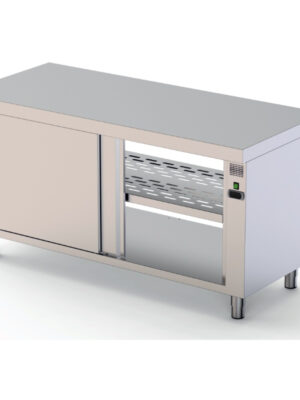 Mesa Caliente Acero Inoxidable Central Fondo 600 Con Puerta Corredera A 1 Cara 1200x600x850h mm HFTC160120SD