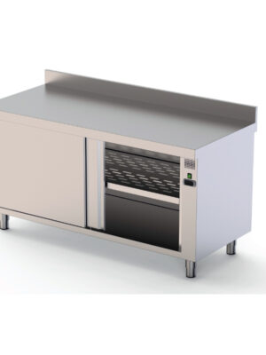 Mesa Caliente Acero Inoxidable Mural Fondo 600 Con Puerta Corredera A 1 Cara 1200x600x850h mm HFTW160120SD