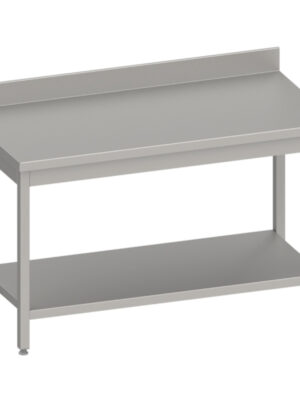 Mesa Mural acero inoxidable AISI 201 con estante 1000x700x850 mm MM107 Línea Varsovia