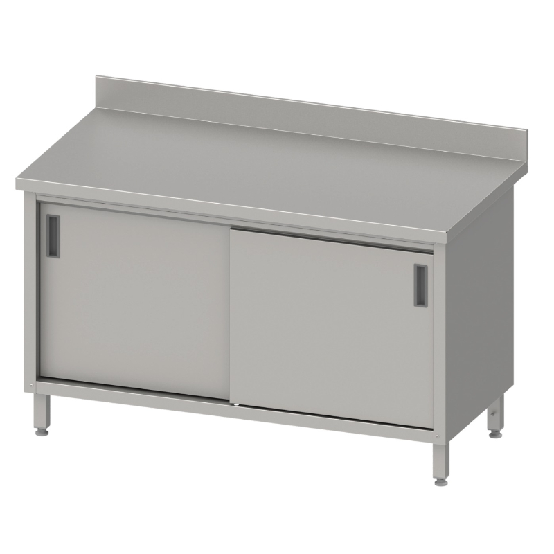 Mesa Mural acero inoxidable AISI 201 con puertas correderas 1400x600x850 mm MMPC146 Línea Varsovia