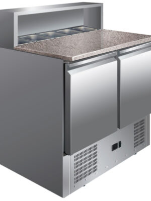 Mesa GN1/1 2 Puertas Preparación Ensaladas con Encimera de Granito de 900 x700 x1010h mm PEKIN PS900