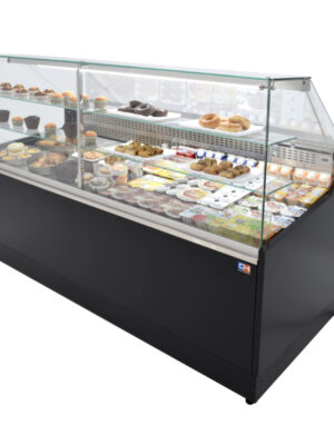 Vitrina Refrigerada Pastelería de 1 metro Fondo 940 Frío Estático - Exposición Inoxidable - 2 Estantes Línea CORDOBA VRE-100-P