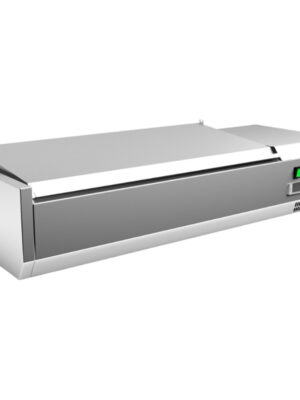 Vitrina 3 cubetas GN1/3 + 1 cubeta GN1/2 con TAPA de 1200 x380 x440h mm PEKIN VRX1200380FG