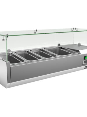 Vitrina 3 cubetas GN1/3 + 1 cubeta GN1/2 con Cúpula de Vídrio de 1200 x380 x440h mm PEKIN VRX1200380FG
