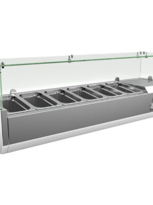Vitrina 6 cubetas GN1/4 con Cúpula de Vídrio de 1400 x335 x440h mm PEKIN VRX1400330FG