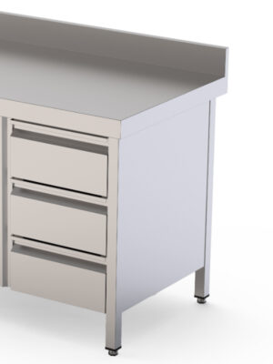 Módulo de 3 Cajones Acero Inoxidable Para Mesa Fondo 700 400x610x590h mm WTA070040D3