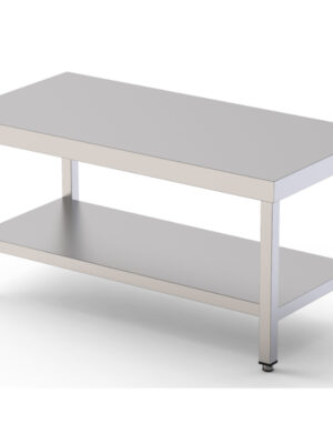Mesa de Trabajo Acero Inoxidable Baja Central Con 1 Estante 700x700x600h mm WTC270070S1
