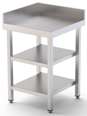 Mesa de Trabajo Acero Inoxidable Angular Para Composiciones en L Con 2 Estante 700x700x850h mm WTW170070C2