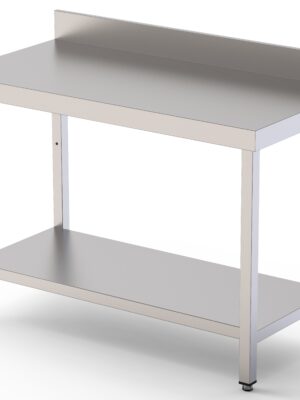Mesa de Trabajo Acero inoxidable Mural Con 1 Estante 900x700x850h mm WTW170090S1