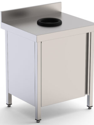 Mesa de Trabajo Acero Inoxidable Mural Con Puerta y Aro Desbarazado 700x700x850h mm WTW170070WD