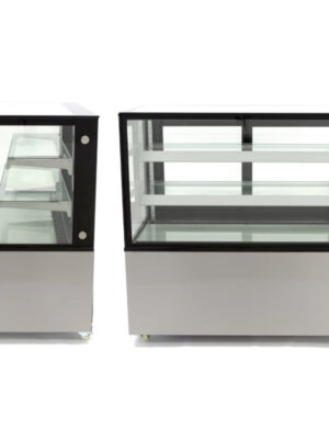 Vitrina Mostrador Refrigerada Ventilada Total Cristal Recto con 2 estantes de cristal 915X675X1235h mm Línea Pekín XC900Z