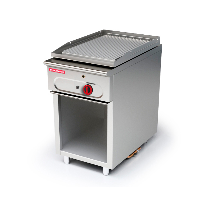 Plancha (Fry top) modular 900 con soporte 1 fuego gas HD estriada