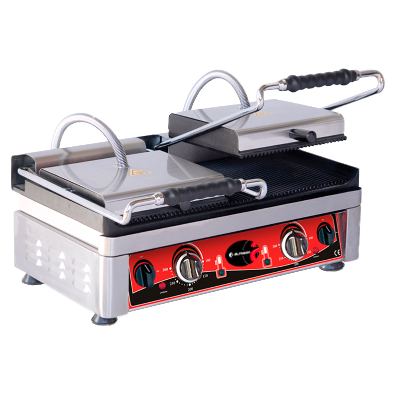 Grill sobremesa eléctrico estriado 3,5kW doble