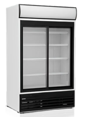 Armario expositor alta capacidad 2 puertas corredera cristal blanco