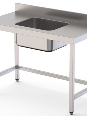 Mesa de Trabajo Acero Inoxidable Mural Sin Estante y Con Cubeta Central 1500x600x850h mm WTW16015CB0
