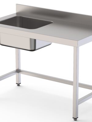 Mesa de Trabajo Acero Inoxidable Mural Sin Estante y Con Cubeta a la izquierda 1000x600x850h mm WTW16010LB0