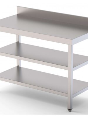 Mesa de Trabajo Acero inoxidable Mural Con 2 Estante 900x700x850h mm WTW170090S2