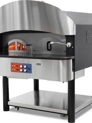 Horno de Pizza a Gas y Leña con Base de Piedra rotativa 6 pizzas de Diámetro 300 mm EMPSPO05 Línea Estambul