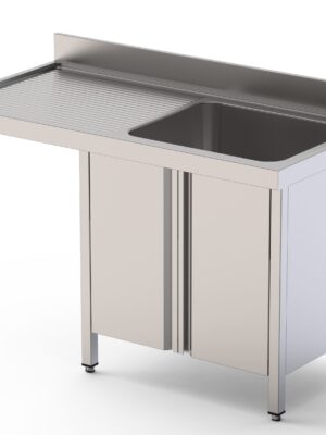 Fregadero Acero Inoxidable 2 Cubas Izquierda Para Lavavajillas Fondo 600 Con Puertas Correderas 1800x600x850h mm IS1618L2DWD