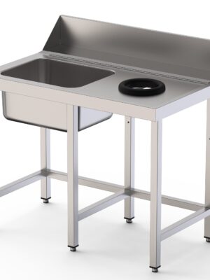 Mesa Acero Inoxidable Para Lavavajillas De Prelavado 1 Cubeta Sin Estante 1600x750x800h mm IS17516DWIN0S0