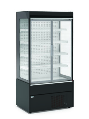 Mural Refrigerado Expositor con Puertas de Cristal 4 Estantes Fondo 700 de 1020 x700 x1990h mm AVEIRO MAE100PV-N color NEGRO