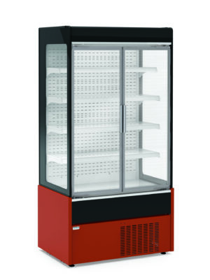 Mural Refrigerado Expositor con Puertas de Cristal 4 Estantes Fondo 700 de 1020 x700 x1990h mm AVEIRO MAE100PV-R color ROJO