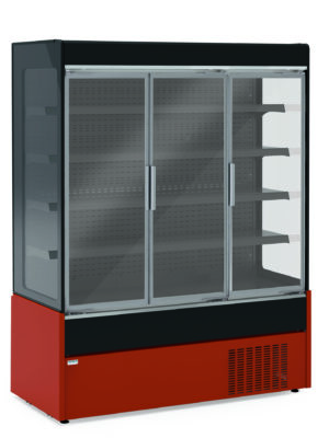 Mural Refrigerado Expositor con Puertas de Cristal 4 Estantes Fondo 700 de 1530 x700 x1990h mm AVEIRO MAE150PV-R color ROJO