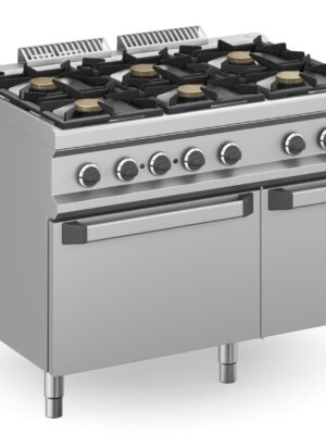 Cocina a gas 6 fuegos 6x5,5 Kw con Horno Eléctrico Estático MFB711AFEXS MAGISTRA PLUS 700