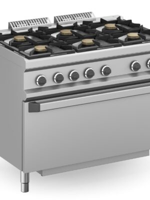 Cocina a gas 6 fuegos 6x5,5 Kw con Horno EXTRA GRANDE a Gas MFB711FGMXS MAGISTRA PLUS 700