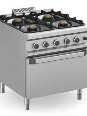 Cocina a gas 4 fuegos 2x7 + 2x11 kW con Horno a Gas MFB98FGXL MAGISTRA PLUS 900